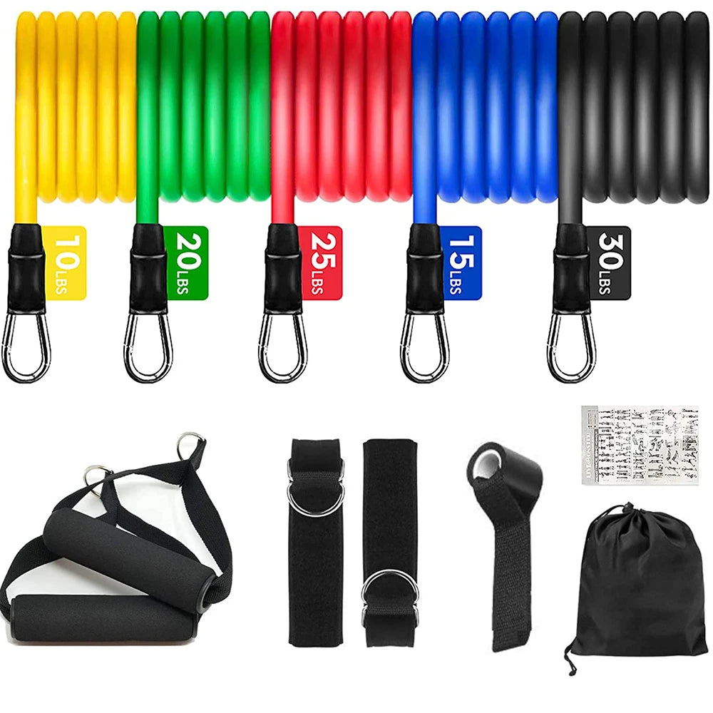 11PC Resistance Bands Set for Home Gym Fitness & Strength Training