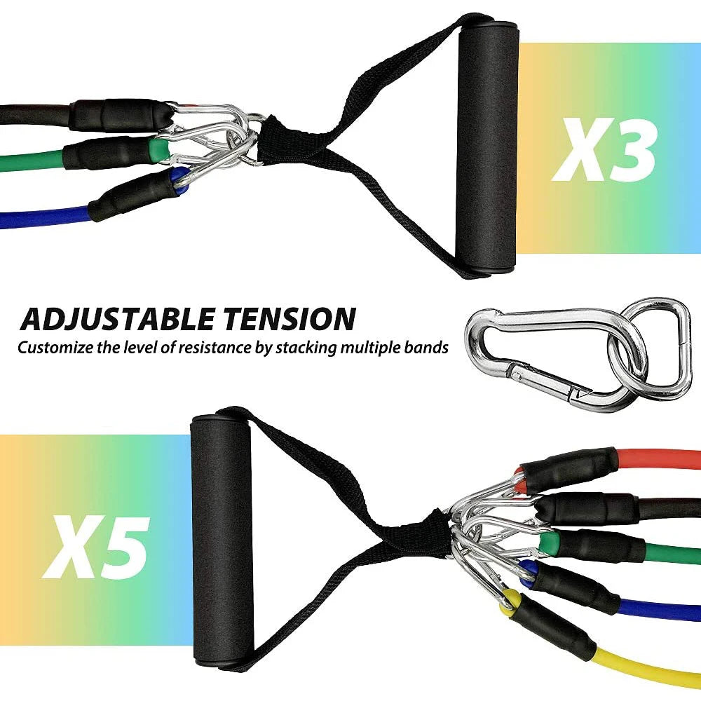 11PC Resistance Bands Set for Home Gym Fitness & Strength Training