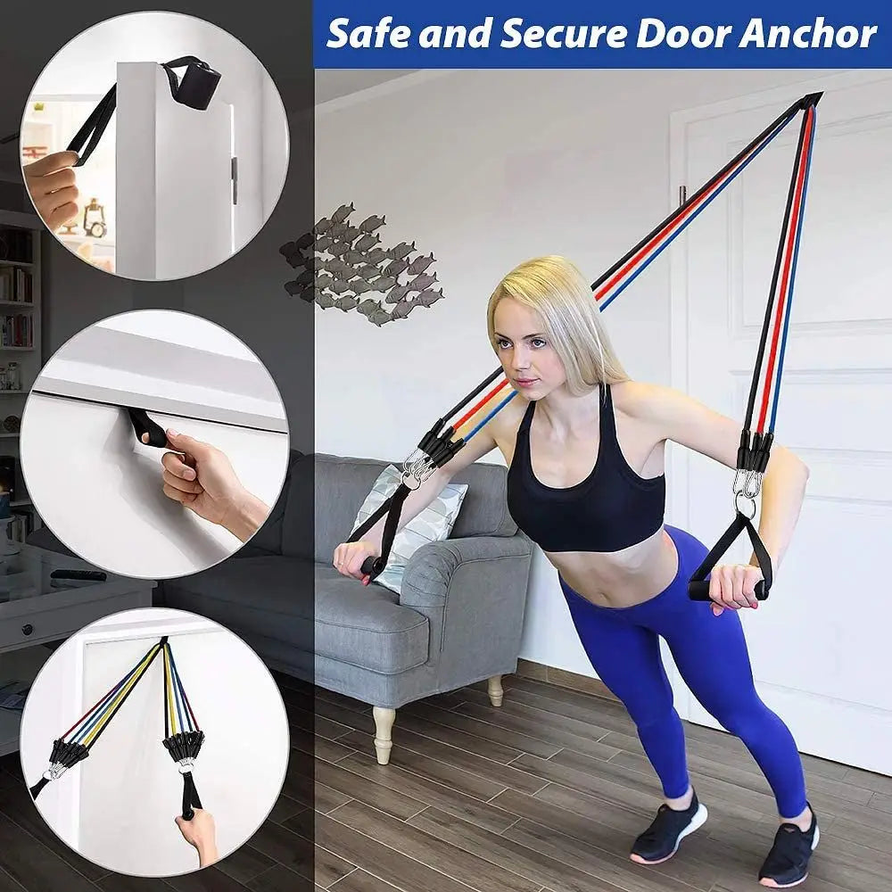 11PC Resistance Bands Set for Home Gym Fitness & Strength Training
