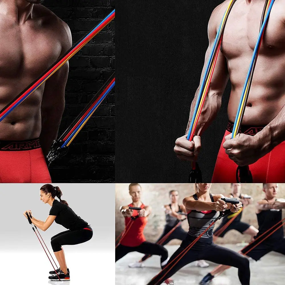 11PC Resistance Bands Set for Home Gym Fitness & Strength Training