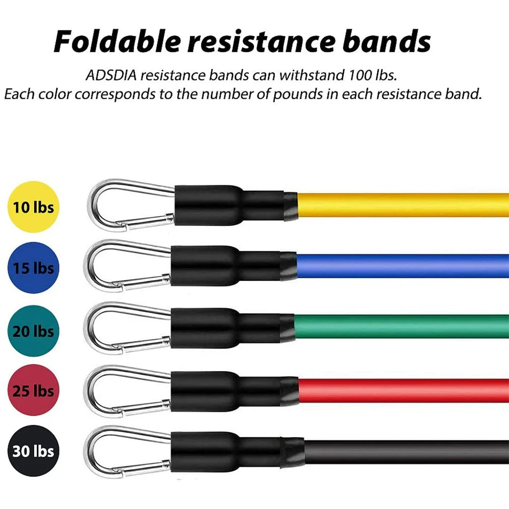11PC Resistance Bands Set for Home Gym Fitness & Strength Training